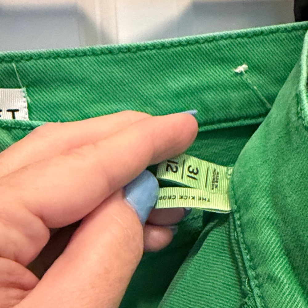 LOFT Green Cropped Wide-Leg Pants - Picture 3 of 4